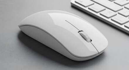 Sleek White Wireless Computer Mouse and Keyboard