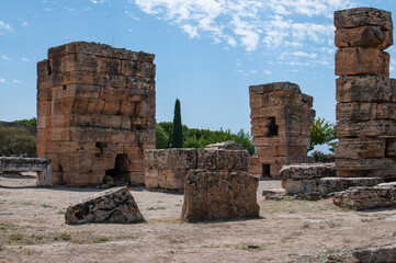Hierapolis. Ruins of ancient Hierapolis. Hierapolis in Pamukkale, Turkey. 