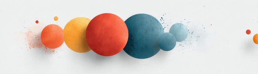 Colorful abstract circles with textured gradients overlapping on a white background, creating a modern and artistic visual effect.