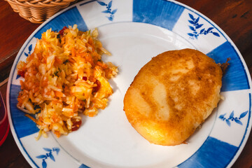 Farszynka - stuffed potato cutlets, a Polish delicacy from Warmia and Mazury. Potato dough filled with meat and vegetables.
