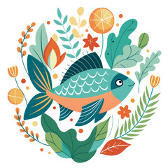 Fototapeta premium fish and flowers