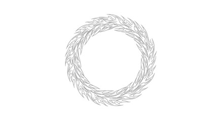 Oval Floral Wreath Frame, Delicate Line Art Design.