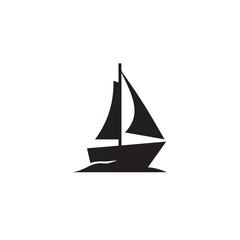 Simple Boat Icon Symbol in Black and White Illustration