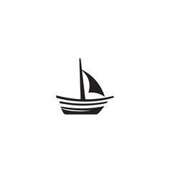 Simple Boat Icon Symbol in Black and White Illustration