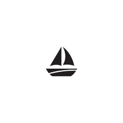 Simple Boat Icon Symbol in Black and White Illustration