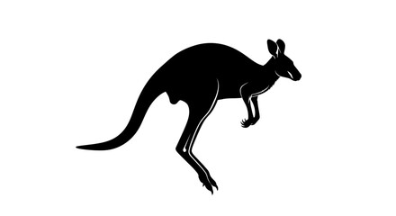 Silhouette of a Kangaroo in mid-leap.