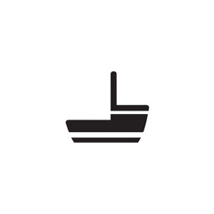 Simple Boat Icon Symbol in Black and White Illustration