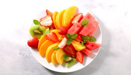Assorted colorful fruit platter