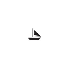 Simple Boat Icon Symbol in Black and White Illustration