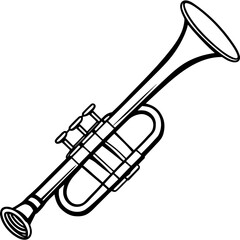 Trumpet Line Art Vector Illustration
