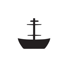 Simple Boat Icon Symbol in Black and White Illustration