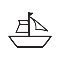 Simple Boat Icon Symbol in Black and White Illustration