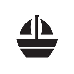 Simple Boat Icon Symbol in Black and White Illustration