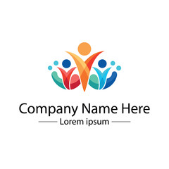 Fototapeta premium Minimalist Family Logo – Abstract Parents and Child Vector Design