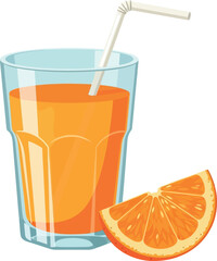 Refreshing orange juice drink with citrus slice and straw healthy beverage vector