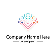 Minimalist Family Logo – Abstract Parents and Child Vector Design