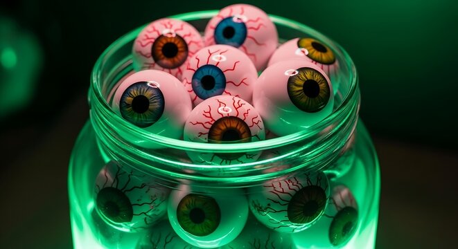 Spooky Halloween Eyeballs in a Jar Glowing Decorations