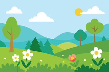 Obraz premium spring landscape with flowers