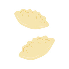 Delicious dumplings floating above a white background showcasing their unique shape and texture