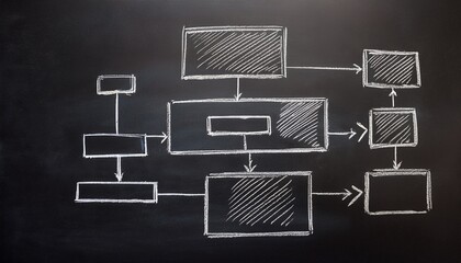 flowchart drawn on a chalkboard