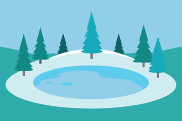 Fototapeta premium vector illustration of a winter landscape