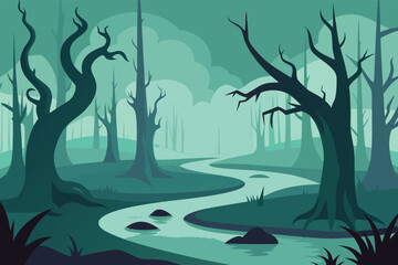 Fototapeta premium night landscape with trees and water