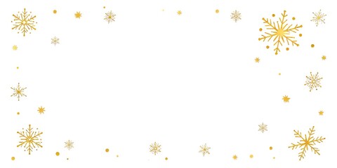 Elegant gold snowflakes in a minimalist, festive design on white.