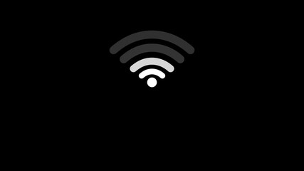animated wifi internet network icon on black background. wi-fi network icon 4k .. - Powered by Adobe