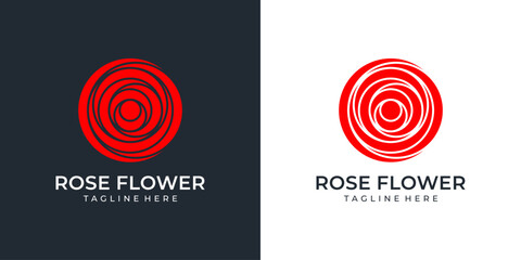 Abstract red rose flower circle logo