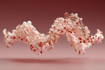 Abstract 3D Rendering of Pink Gold and Red Bubbles Swirling Dynamically