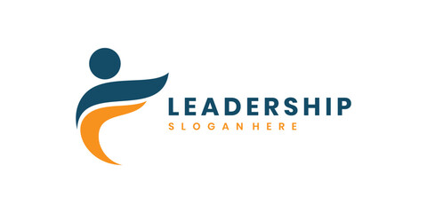 Fototapeta premium Leadership Logo Design with Abstract Human Symbol