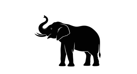 Obraz premium Silhouetted Elephant Profile, Majestic Animal Silhouette.