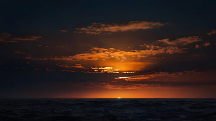 Obraz premium Dramatic Ocean Sunset with Fiery Sky