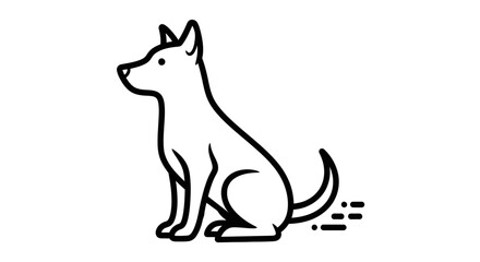 Black and White Sitting Dog Illustration.