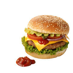 Classic Cheeseburger with Lettuce, Tomato, and Bun