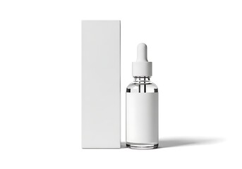 Blank white dropper bottle mockup with tall packaging box for product presentation