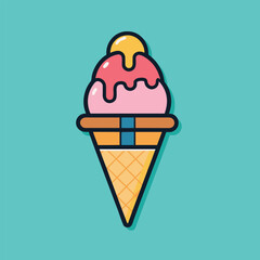 Ice cream cone icon — flat vector dessert symbol