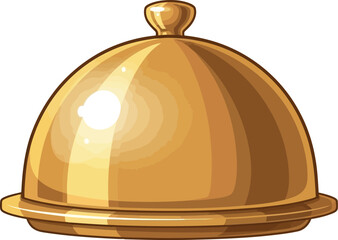 Elegant golden cloche serving dish with lid presentation appetizer fine dining vector