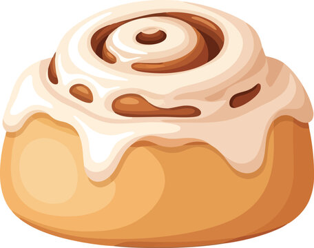Gourmet cinnamon roll glazed sweet pastry dessert isolated vector
