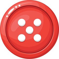 Vibrant red sewing button close up fashion craft apparel accessory detail vector