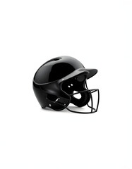 Fototapeta premium One black baseball helmet on white background, space for text, digital art. isolated with white highlights