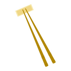 Simple wooden chopsticks and a bamboo sushi mat create an inviting atmosphere for enjoying Asian cuisine