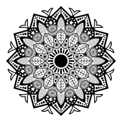 Decorative mandala drawing detailed floral circular ornament design vector illustration