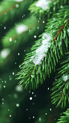 Obraz premium Snowy Evergreen Branch Photo