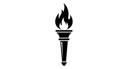 Black Silhouette of a Flaming Torch with a Classic Design.