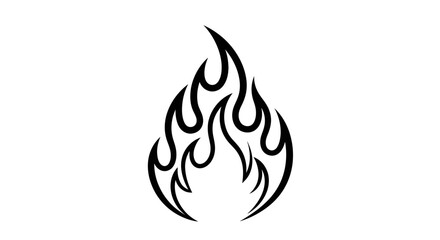 Stylized Black Flame Graphic with Curving, Pointed Shapes.