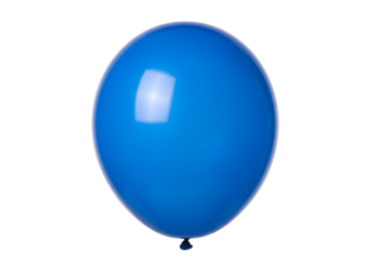 A vibrant, glossy blue balloon is centered against a dark background.