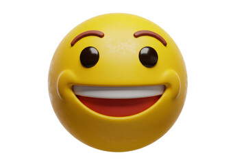 Fototapeta premium 透明な背景の明るい黄色の幸せな笑みを浮かべる顔の3D絵文字