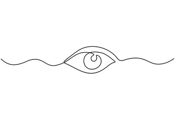 Minimalist Continuous Line Art of a Human Eye - Isolated Vector Icon Design