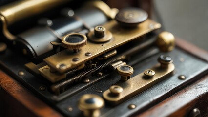 Close-up of antique mechanical device